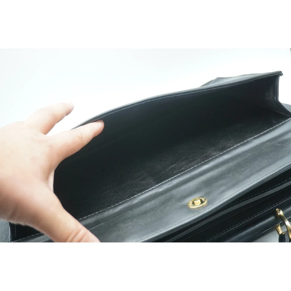 Dooney & Bourke All Weather Leather Briefcase Black Gold Hardware Vintage Bag